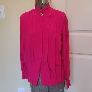 Hot pink vintage silk blouse